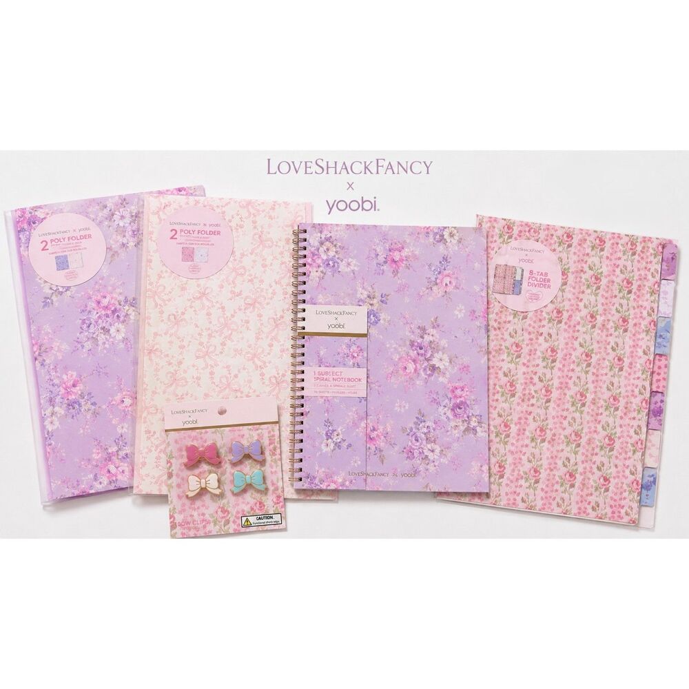 NWT LoveShackFancy x Yoobi Lavender Floral 5 Pc Signature School Set